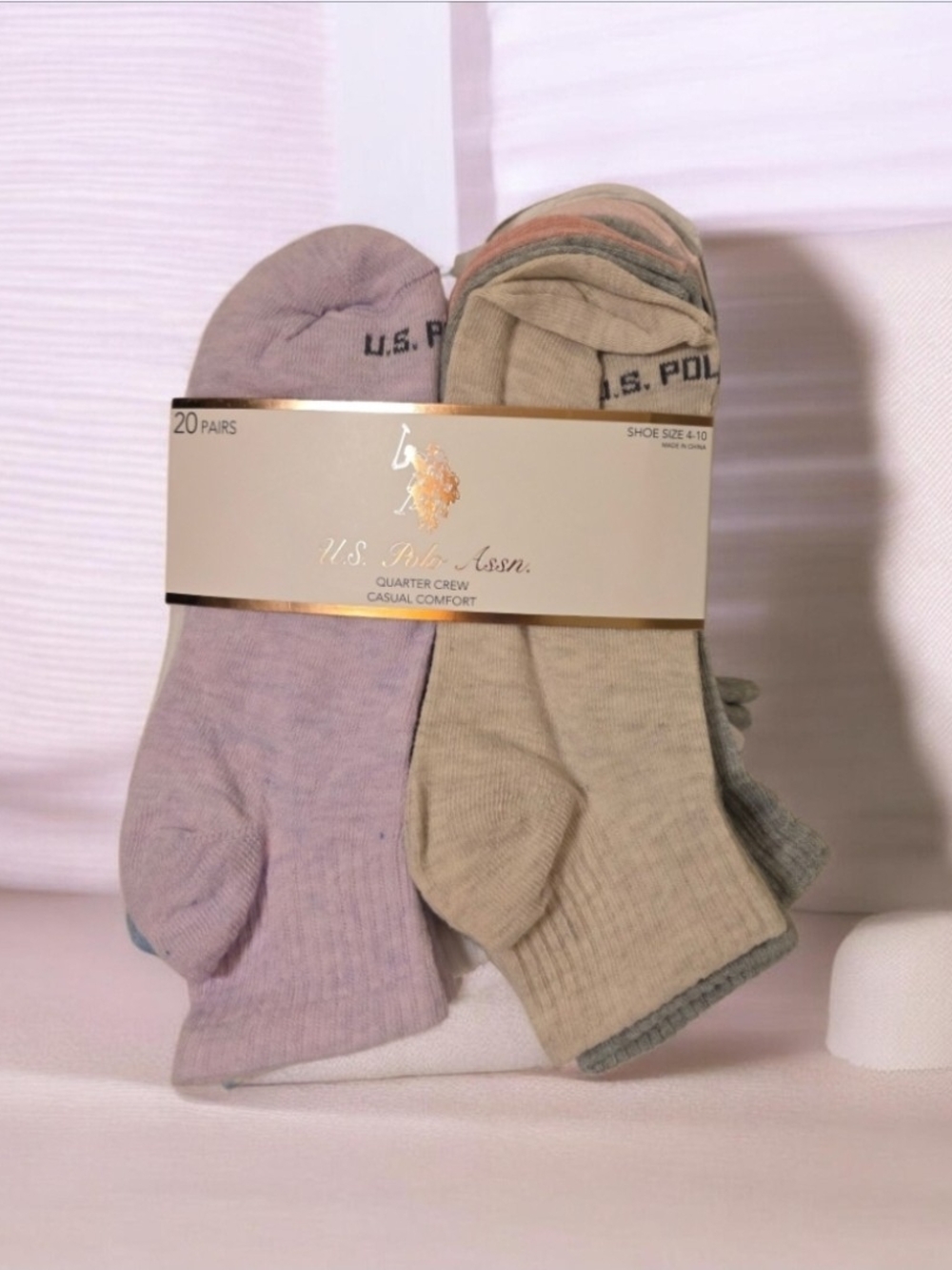 U.S. Polo Assn. NWT 20 Pair Womens Casual Quarter Crew Socks Size 7-10